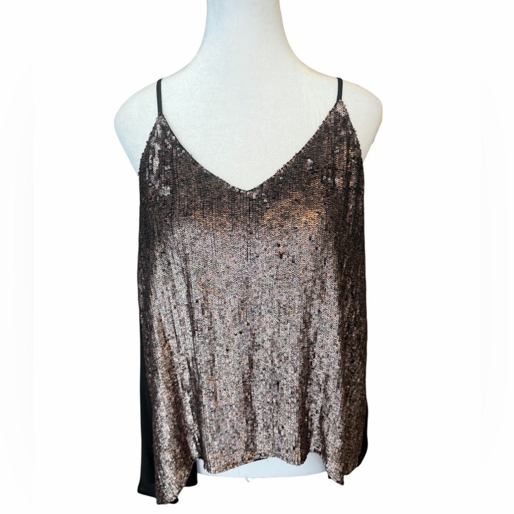 Chaser Metallic Sequin Dusty V-Neck‎ Camisole Women's Size Small